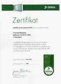 Zertifikat - DEKRA Siegel